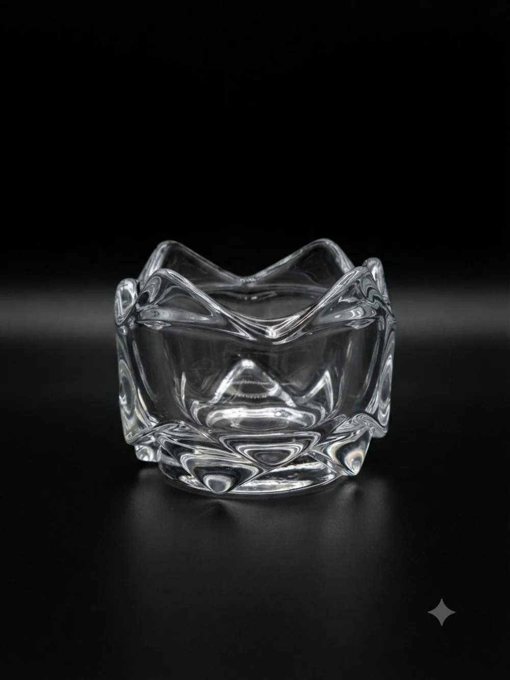 ​Vintage Indiana Glass Lotus Votive Candle Holder – Clear Pressed Glass **